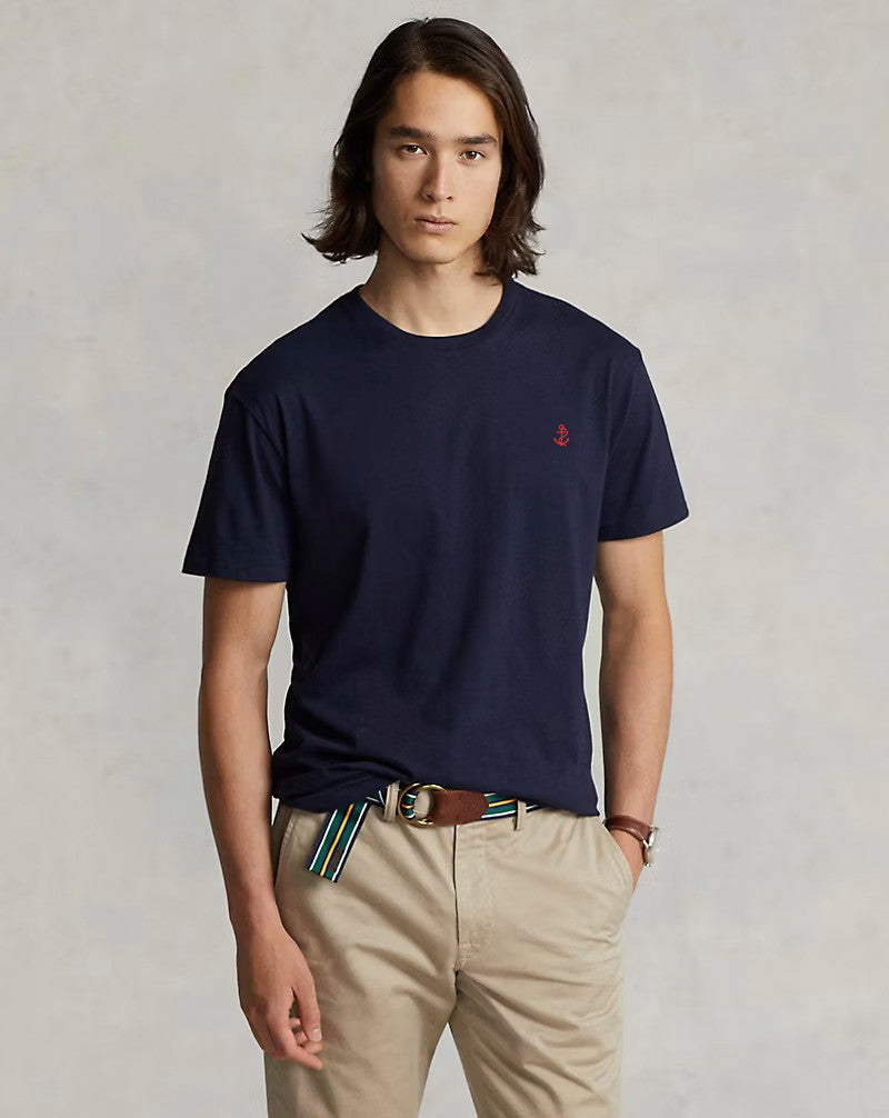 Slim fit jersey crew neck t-shirt - NAVY BLUE