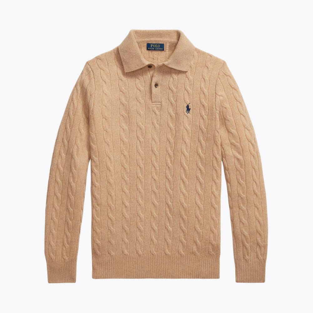 Wool-Cashmere Button-Collar Sweater
