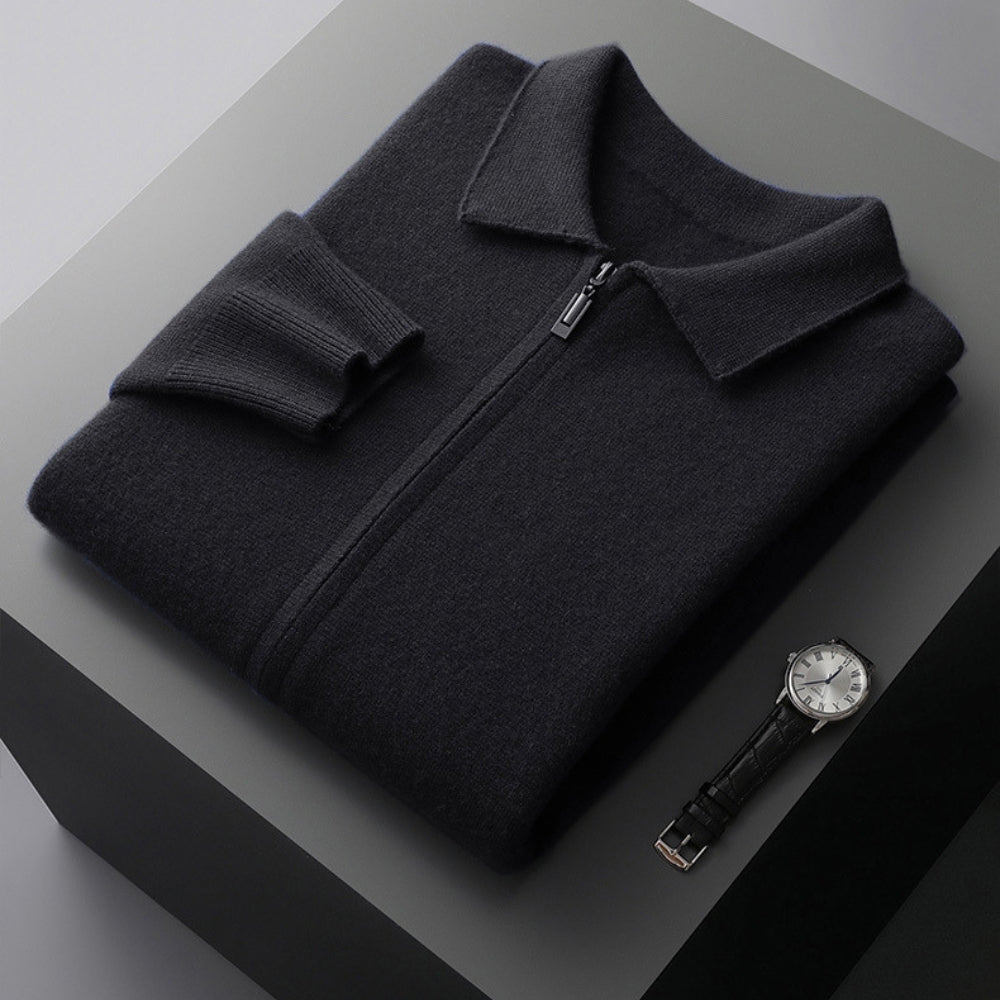 Old Money Woolen Cashmere Lapel Collar Cardigan