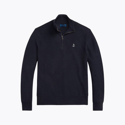 Mesh-Knit Cotton Quarter-Zip Sweater