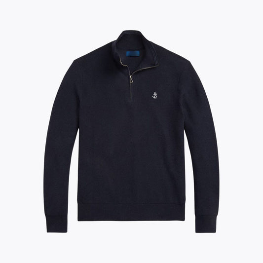 Mesh-Knit Cotton Quarter-Zip Sweater