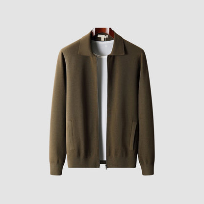 Old Money Woolen Cashmere Lapel Collar Cardigan