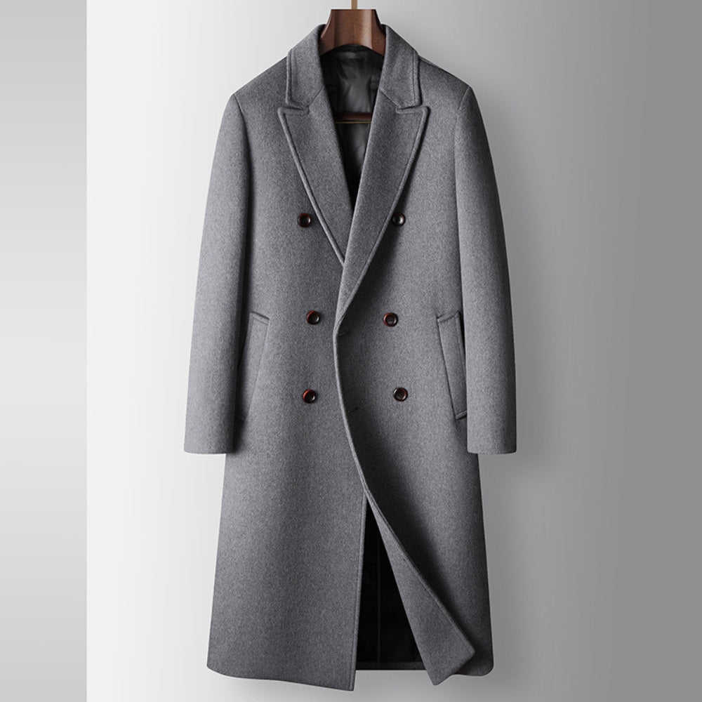 Old Money Double-Breasted Wool Windbreaker Coat