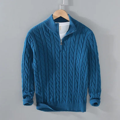 Old Money Half-zip Cable-knit sweater