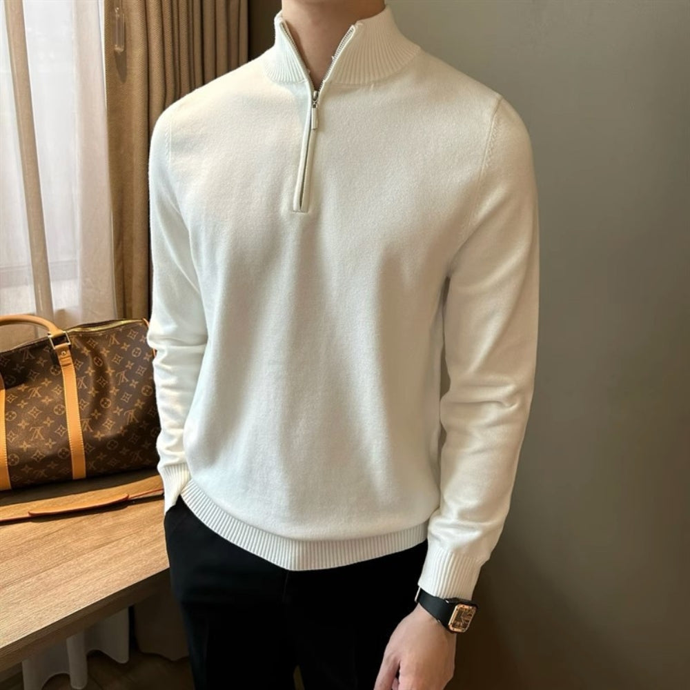 Old Money Half-Turtleneck Zipper Knitted Sweater