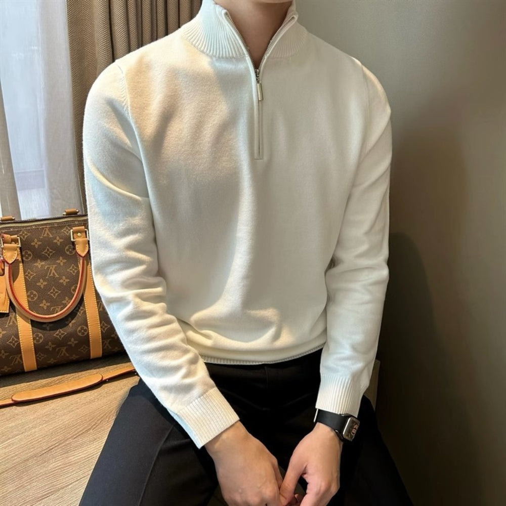 Old Money Half-Turtleneck Zipper Knitted Sweater