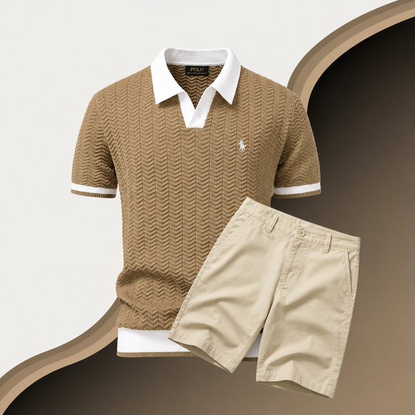 Slim Fit Cotton Shirt and Shorts Set