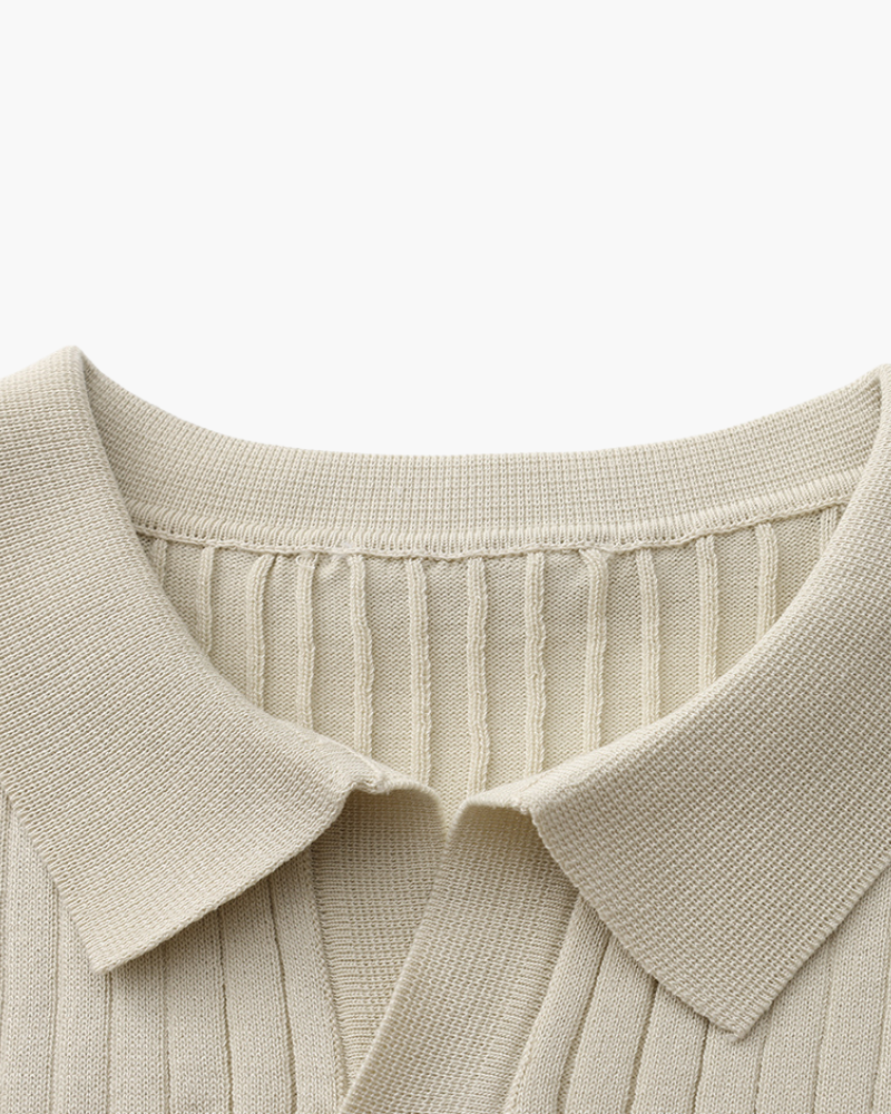 Premium Ribbed Knit Polo