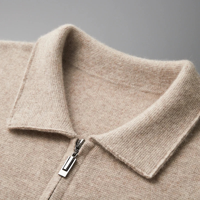 Old Money Men’s Cashmere Knitted Zip-Through Jacket