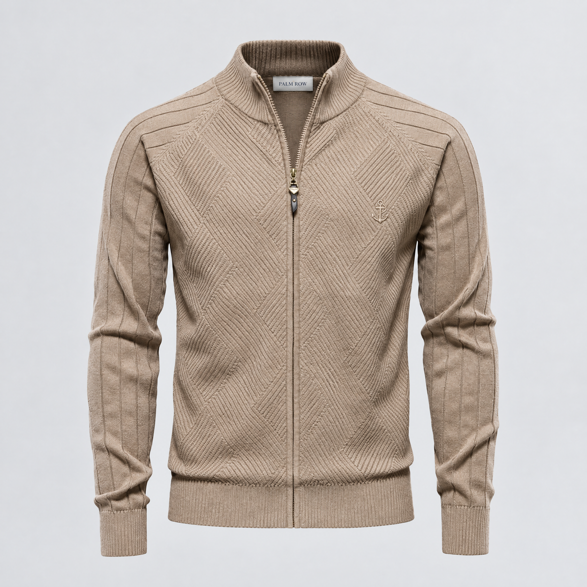 Cannes Textured Zip Sweater - Beige