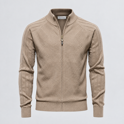 Cannes Textured Zip Sweater - Beige
