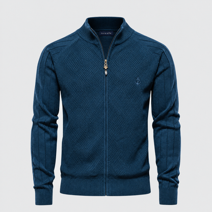 Cannes Textured Zip Sweater - Bleu