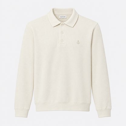 Lisbon Polo Collar Sweatshirt - White