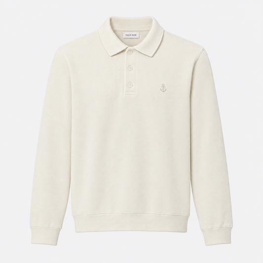 Lisbon Polo Collar Sweatshirt - White