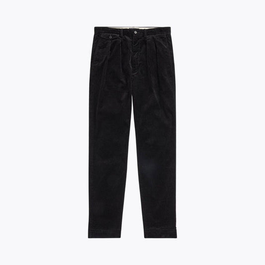 Relaxed Fit Pleated Cotton Corduroy Pants