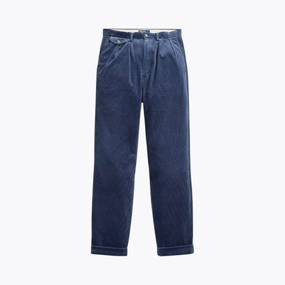 Relaxed Fit Pleated Cotton Corduroy Pants