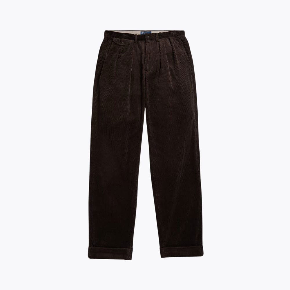 Relaxed Fit Pleated Cotton Corduroy Pants