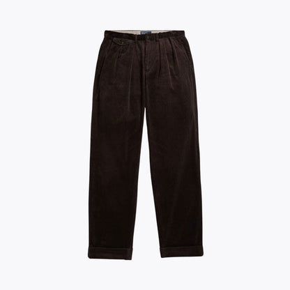 Relaxed Fit Pleated Cotton Corduroy Pants