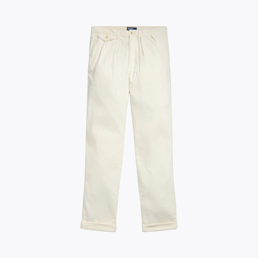 Relaxed Fit Pleated Cotton Corduroy Pants