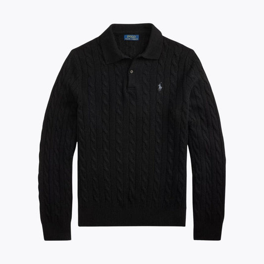 Wool-Cashmere Button-Collar Sweater