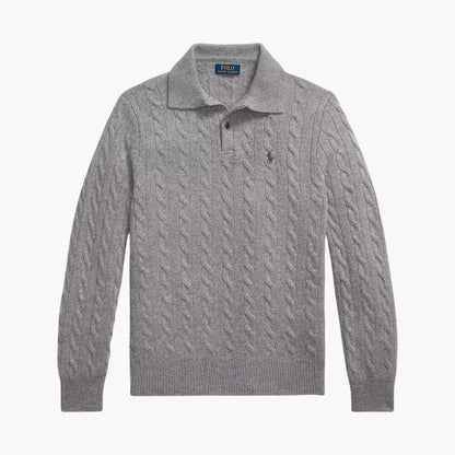 Wool-Cashmere Button-Collar Sweater