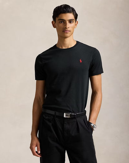Slim Fit Cotton Crewneck T-Shirt Black