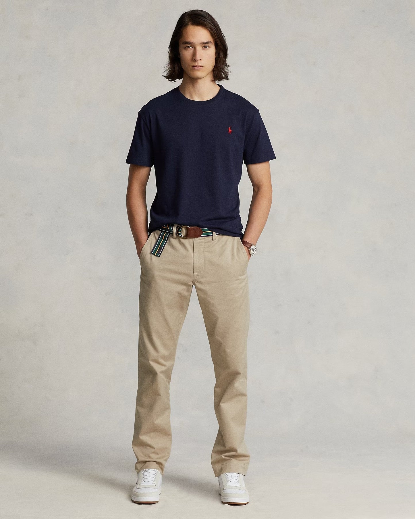 Slim Fit Cotton Crewneck T-Shirt Navy blue